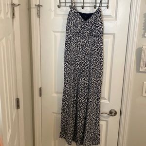 J.Crew tie-front wide-leg jumpsuit in floral print. Thin adjustable straps.